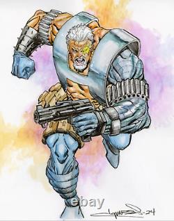 11x14 Aaron Lopresti Cable X-men Marvel original art