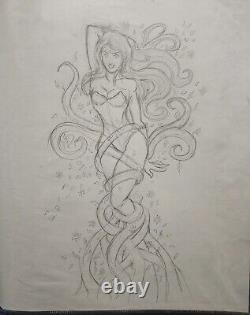 14x17 Original Poison Ivy Pencil Sketch Drawing by the artist Ramona