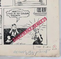 1930 Marty n' Pete Cartoon Signed By Ted Trimble with Studio Stamp 20 x 17