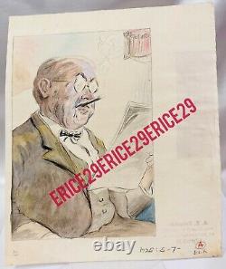 1937 OOAK Political Satire Illustration Cartoon by Ted Trimble with Studio Stamp