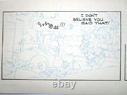 1980's DONALD + DAISY DUCK WALT DISNEY PRODUCTION cel COMIC STRIP ART DRAWING