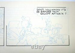 1980's DONALD + DAISY DUCK WALT DISNEY PRODUCTION cel COMIC STRIP ART DRAWING