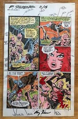 2 Classic RED SONJA Color Guides Art 1977 by Frank THORNE Marvel 1 signed x2