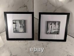 2 Framed (9 inches) Original Signed Modern Abstract Acrylic Oil Paintings withCOA