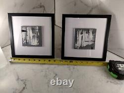 2 Framed (9 inches) Original Signed Modern Abstract Acrylic Oil Paintings withCOA