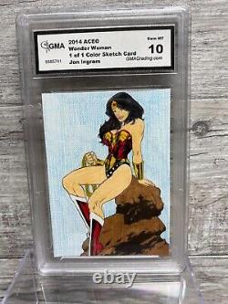 2014 Jon Ingram SIGNED DC Comics JLA Original Art Sketch Wonder Woman GMA 10