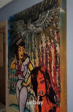 48 x 24 acrylic art artist mixed media by AARON WHITE original 2010