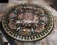 54'' Round Black Marble Center Sofa Coffee Table Tops, Semi Precious Inlay Decor