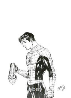 9 x 12 inked Peter Parker Spider-Man Original Artwork by Ed Benes