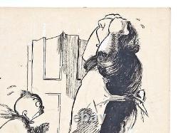 A Early 20th Century Illustration Cartoon Of Crying Baby With Mother Drawing