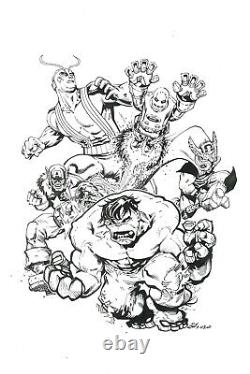 Avengers Classic Characters Original Art 11 x 17 Ink Drawing Marvel Comics
