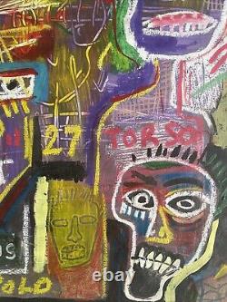 BASQUIAT Jean Michel Signed Original Painting Street Art Graffiti Modern JMB105