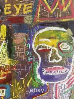 BASQUIAT Jean Michel Signed Original Painting Street Art Graffiti Modern JMB105