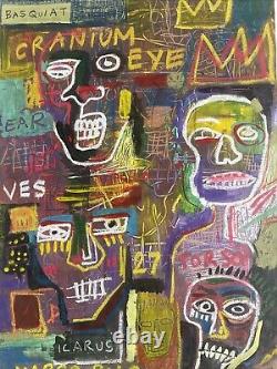 BASQUIAT Jean Michel Signed Original Painting Street Art Graffiti Modern JMB105