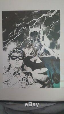 BATMAN & ROBIN Original Art by comic book legend JIM LEE. Framed