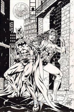 BATMAN & WONDER WOMAN ORIGINAL COMIC ART by AL RIO, COVER COMMISSION INKED! RARE