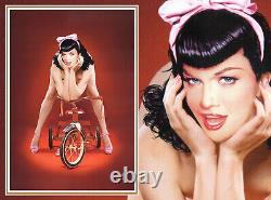BETTIE PAGE PINK ORIGINAL PAINTING by KOUFAY 20x29 CANVAS