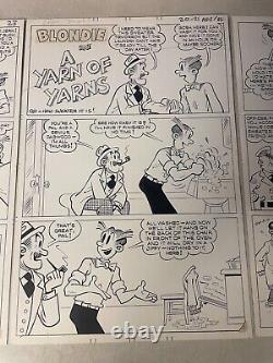 BLONDIE #211 original art 3 PG COMPLETE STORY DAGWOOD SHRINKS SWEATER YARN HERB