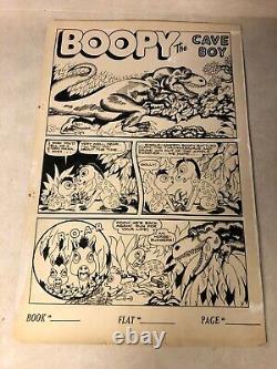 BOOPY THE CAVE BOY original art TITLE PAGE T-REX DINOSAUR 1940s HORSE BURGERS