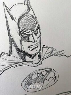 Batman Headshot Sketch! Original Drawing Comic Art by Jose Luis Garcia-Lopez