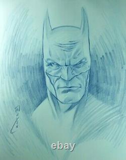 Batman Portrait Drawing in Colored Pencil Original DC Comic Book Art