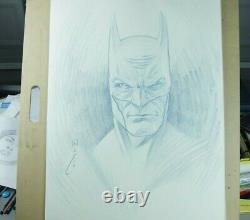 Batman Portrait Drawing in Colored Pencil Original DC Comic Book Art