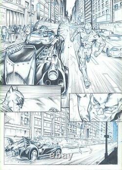 Batman & The Flash Batmobile Original Comic Art Domenech