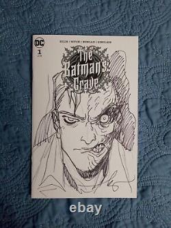 Becky Cloonan original art. Hand drawn sketch of Two Face. Batman #1 blank cover