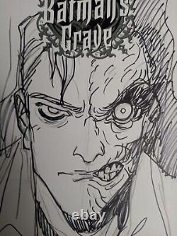Becky Cloonan original art. Hand drawn sketch of Two Face. Batman #1 blank cover