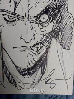 Becky Cloonan original art. Hand drawn sketch of Two Face. Batman #1 blank cover