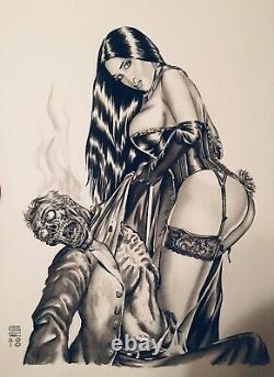Black Queen by Gene Espy Original Comic Art Drawing Marvel X-men 11x17