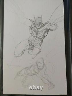 Brett Booth DC Original Art Robin Damian Batman Commission Double Sketch Signed