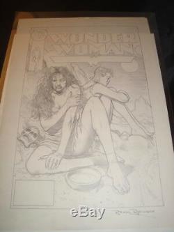 Brian Bolland, original art, Wonder Woman Cover Prelim. Pencils on paper, Signed