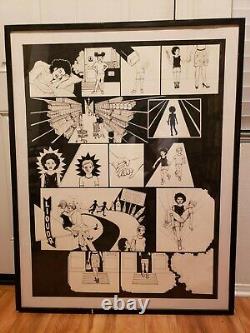 C. 2012 Large Pen & Ink Multi-panel Comic Drawing Black Cartoon Art Surrealist