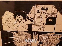 C. 2012 Large Pen & Ink Multi-panel Comic Drawing Black Cartoon Art Surrealist