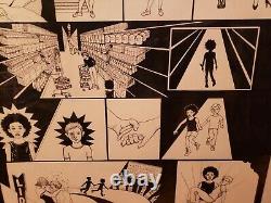 C. 2012 Large Pen & Ink Multi-panel Comic Drawing Black Cartoon Art Surrealist