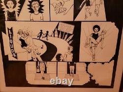 C. 2012 Large Pen & Ink Multi-panel Comic Drawing Black Cartoon Art Surrealist