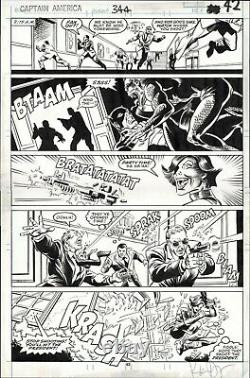 CAPTAIN AMERICA #344 ORIGINAL COMIC ART PAGE DWYER CAP v PRESIDENT RONALD REAGAN