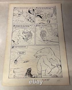 CLASSICS ILLUSTRATED #150A original art 1959 POLAR BEAR ATTACKS MOUNTIE KILLED