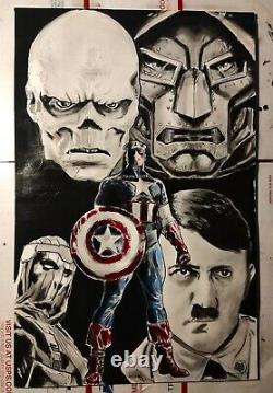 Captain America Original Marvel Comics Art 11x17 Unpublished Splash Signed