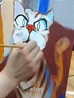 Cat custom Painting Funny Cat Original Art Animal Oil Pet Artwork Custom Gift