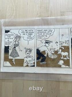 Chic Young Signed Blondie 1961 1 Daily Comic Strip PANEL Original Art 6/02/61