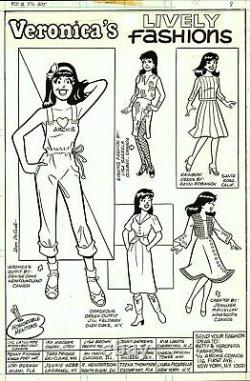 DAN DeCARLO SIGNED, VINTAGE 1981 VERONICA FASHION PAGE ORIGINAL ART