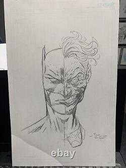 DAVID FINCH ORIGINAL ART SKETCH OF BATMAN JOKER MASHUP ON 11x17 DC COMICS