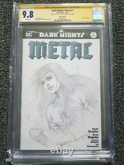 Dark Nights Metal 1 Cgc Ss 9.8 Blank Variant Parrillo Signed Original Sketch Art