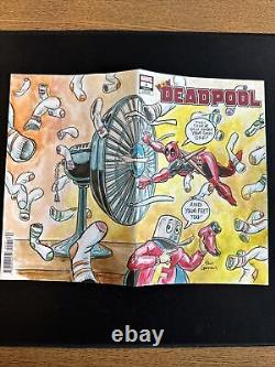 Deadpool 1 Blank Sketch Variant Painted Color ORIGINAL WRAPAROUND ART Dan Gorman