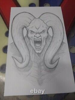 Demon horror ORIGINAL art 11x17 sketch RARE pencils comic drawing signed paper