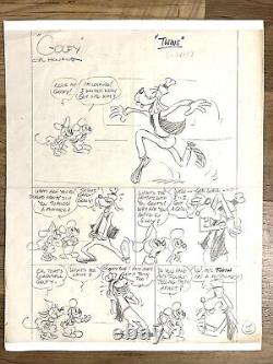 Disney Comic Proof Sketch Original Signed Cal Howard Goofy Twins