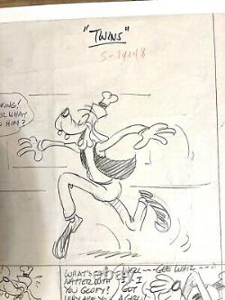 Disney Comic Proof Sketch Original Signed Cal Howard Goofy Twins