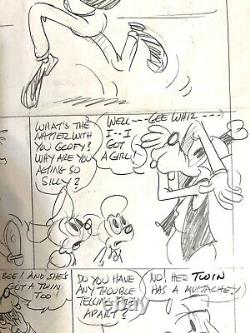 Disney Comic Proof Sketch Original Signed Cal Howard Goofy Twins